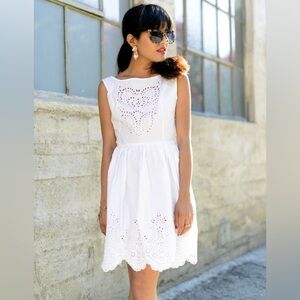 Chloe Sevigny forOpening Ceremony White 100% Cotton Eyelet Mini Dress Sleeveless
